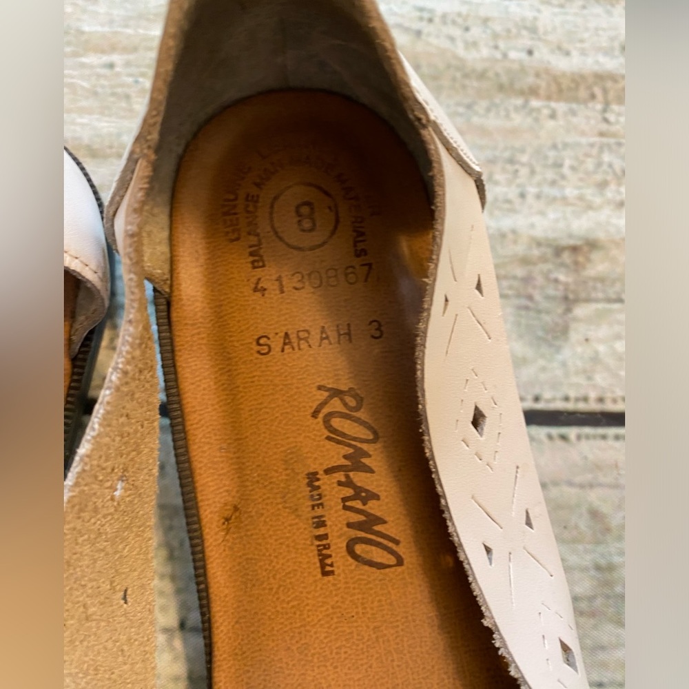 Romano white leather slip on hurarache sandals. 8 - Picture 4 of 14